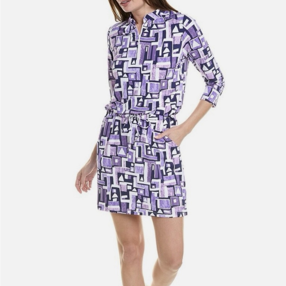 IBKUL Purple Geometric Midi Dress